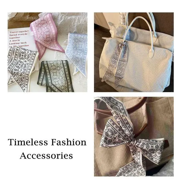 Alt view image 7 of 7 - 4Pcs Fashion Scarves for Women, Multifunctional Satin Scarf for Bag