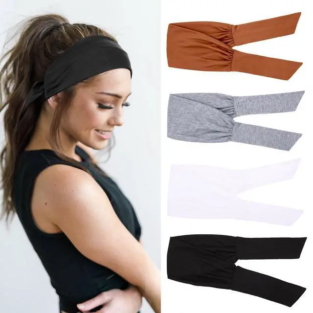 Main image of 4-Piece Adjustable Knotted Headbands for Women - Elastic, Fashionable Sports & Workout Headbands