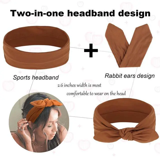 Alt view image 4 of 7 - 6 Pack Bow Headbands for Women Headwraps Hair Band Knotted Headband Rabbit Ears Stretchy Turban Head Wraps Fashion Christmas Headbands Sport Cute Hair