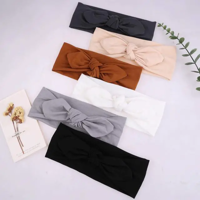 Alt view image 6 of 7 - 6 Pack Bow Headbands for Women Headwraps Hair Band Knotted Headband Rabbit Ears Stretchy Turban Head Wraps Fashion Christmas Headbands Sport Cute Hair