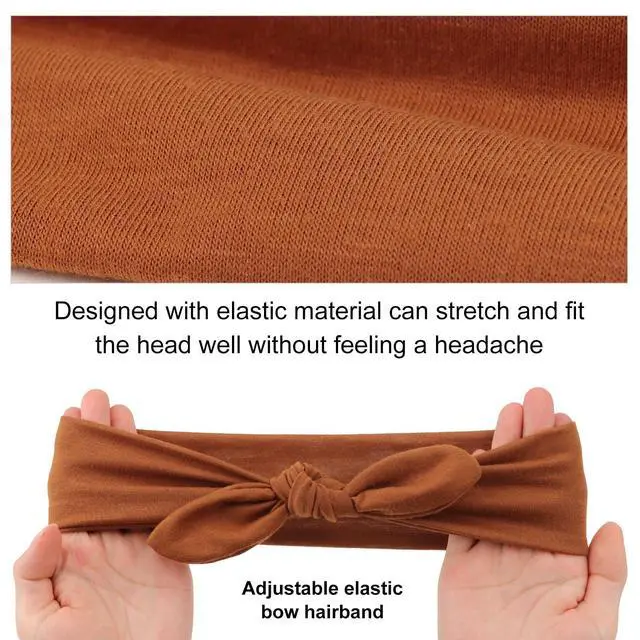 Alt view image 7 of 7 - 8 Pack Adjustable Knotted Headbands Non Slip Elastic Yoga Hair Bands Solid Colors Headbands for Women and Girls