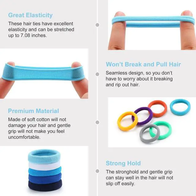 Alt view image 4 of 7 - 100PCS Colorful Seamless Elastic Hair Ties No Damage for Women