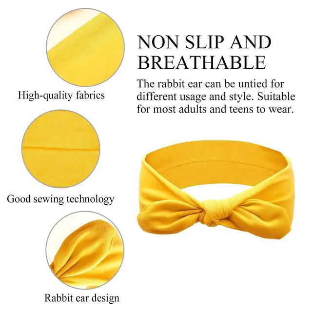 Alt view image 3 of 7 - 12 Pack Bow Headbands for Women Elastic Headwraps Hair Band Knotted Headband Rabbit Ears Turban Fashion Sport Cute Hair Accessories