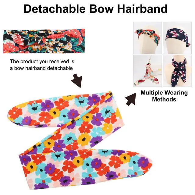 Alt view image 4 of 7 - 8 Pack Adjustable Knotted Headbands Cotton Elastic Non Slip Hair Bands Floral Yoga Headbands for Women and Girls