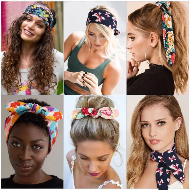 Alt view image 5 of 7 - 8 Pack Adjustable Knotted Headbands Cotton Elastic Non Slip Hair Bands Floral Yoga Headbands for Women and Girls