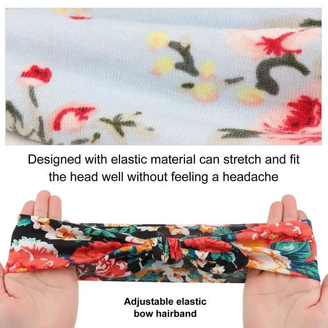 Alt view image 7 of 7 - 8 Pack Adjustable Knotted Headbands Cotton Elastic Non Slip Hair Bands Floral Yoga Headbands for Women and Girls
