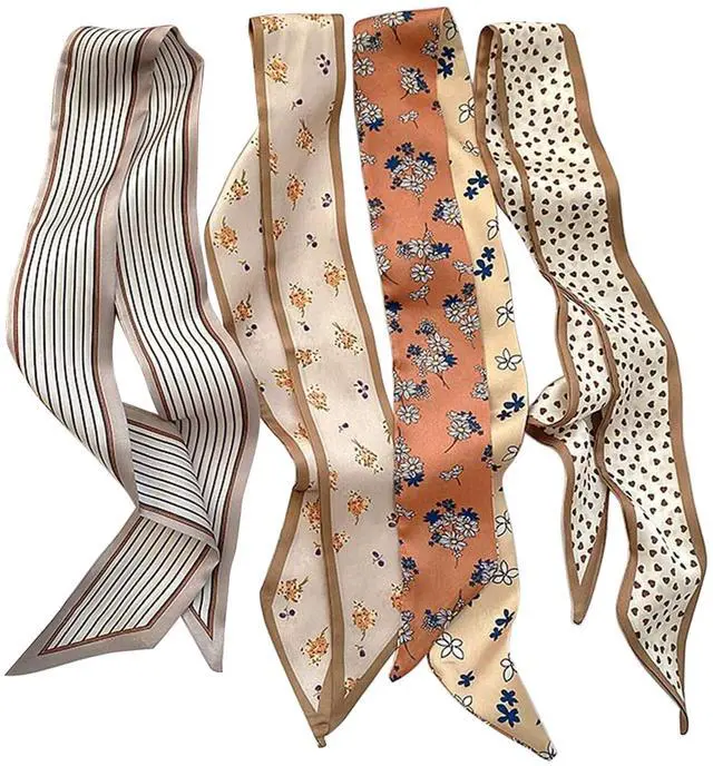 Main image of 4Pcs Fashion Scarves for Women, Multifunctional Satin Scarf for Bag