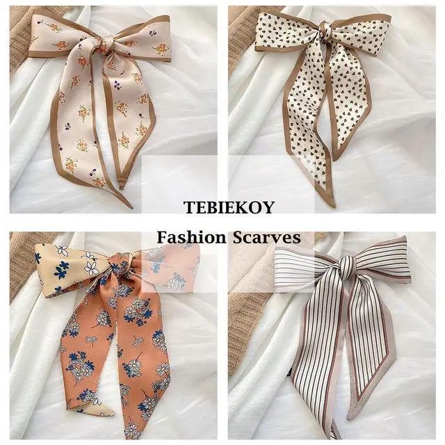 Alt view image 2 of 6 - 4Pcs Fashion Scarves for Women, Multifunctional Satin Scarf for Bag