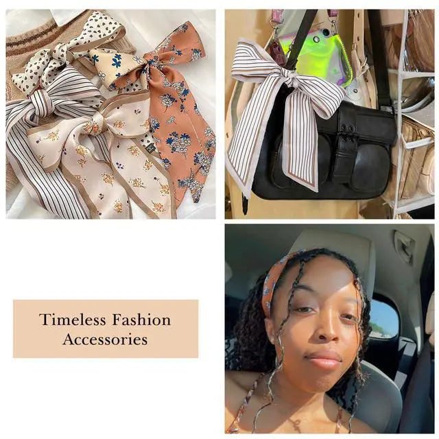 Alt view image 3 of 6 - 4Pcs Fashion Scarves for Women, Multifunctional Satin Scarf for Bag