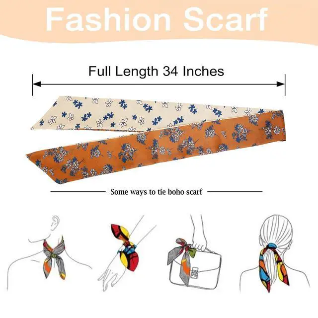Alt view image 6 of 6 - 4Pcs Fashion Scarves for Women, Multifunctional Satin Scarf for Bag