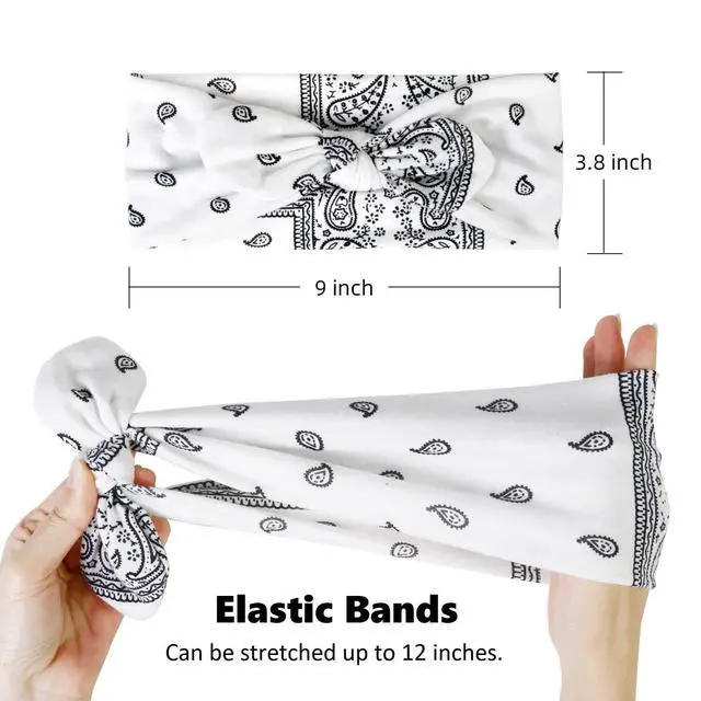 Alt view image 2 of 6 - Paisley Bandana Headbands: Cute Summer Hair Accessories - Wide Knotted Bow Headband, Rabbit Ears Turban Headwraps for Women and Girls