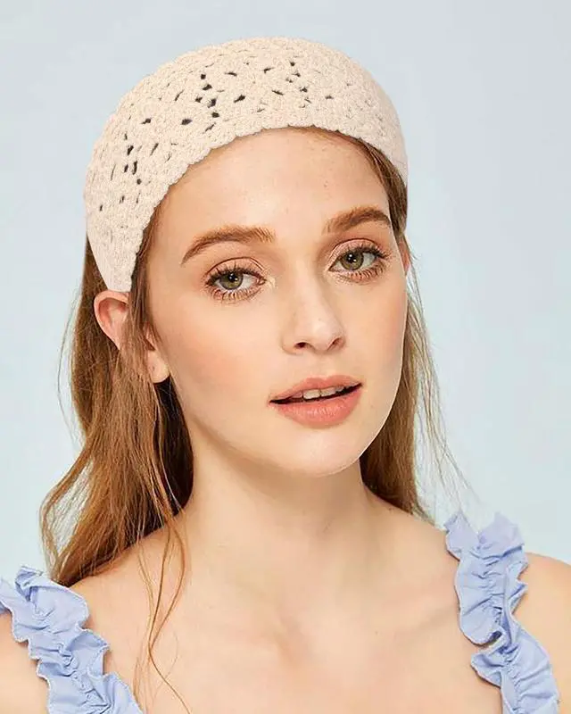 Alt view image 6 of 7 - 3Pcs Boho Headbands for Women Crochet Knit Hair Bandana Hippie Hair Band | Boho Hair Scarf,Cotton Knitted MaterialHeadband for Beach Vacations, Music Festivals, Everyday Life(Black+Beige+Coffee)