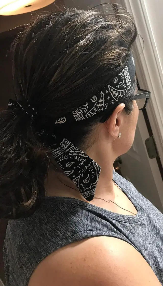 Alt view image 7 of 7 - Headbands Tie on Headband for Women Men Head Tie Running Athletic Hair Band Elastic Sports, Basketball, Stetchy Yoga Workout Sweatbands Adjustable Non-Slip Moisture Wicking (Black)