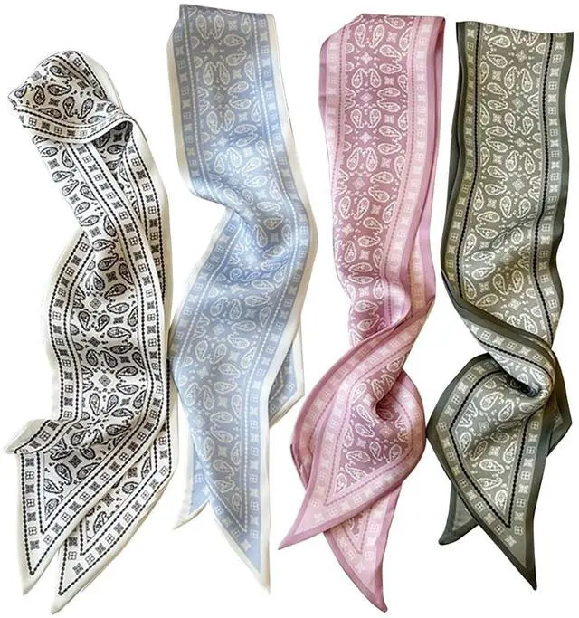 Main image of Hair Scarf for Women, 35"x2.36" Lightweight Silk Headband, Purse & Bag Scarves Gift Collection