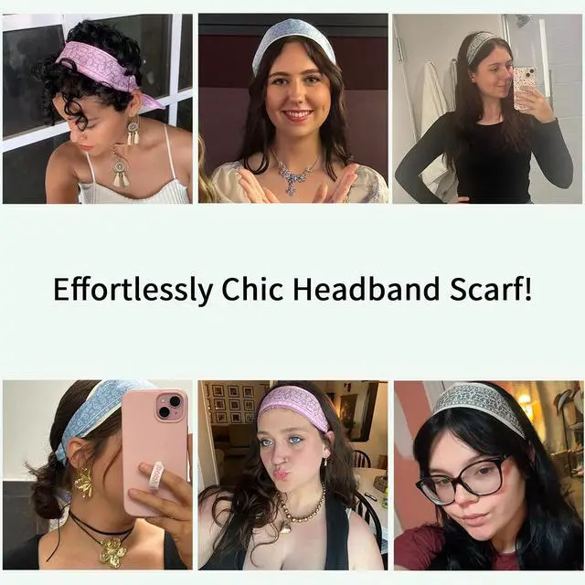Alt view image 2 of 7 - Hair Scarf for Women, 35"x2.36" Lightweight Silk Headband, Purse & Bag Scarves Gift Collection