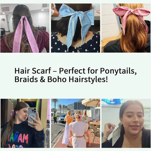 Alt view image 3 of 7 - Hair Scarf for Women, 35"x2.36" Lightweight Silk Headband, Purse & Bag Scarves Gift Collection