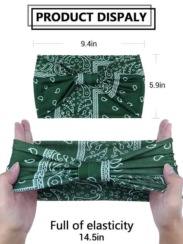 Alt view image 3 of 6 - Wide Headbands for Women Knotted No Slip Head Bands Soft Turban Headband Hair Accessories Boho African Solid Color Head Wraps for Women Yoga Workout (Nature)
