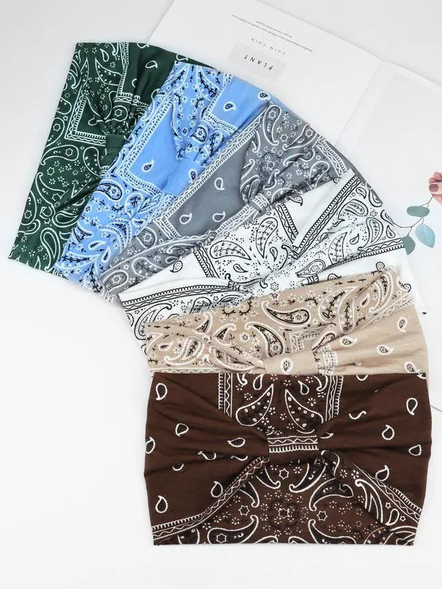 Alt view image 6 of 6 - Wide Headbands for Women Knotted No Slip Head Bands Soft Turban Headband Hair Accessories Boho African Solid Color Head Wraps for Women Yoga Workout (Nature)