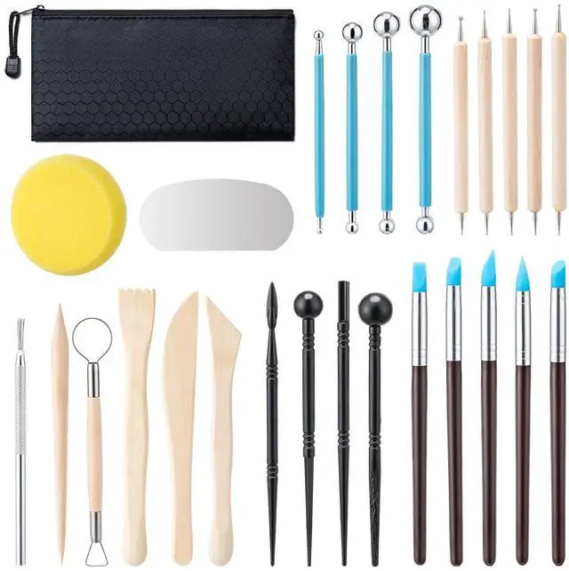 Main image of 27 Pcs Polymer Clay Sculpting Tools Kit for Adults, Light Yellow