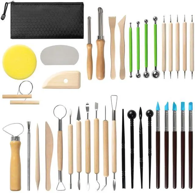 Main image of 38 Pcs Pottery Tools & Air Dry Clay Tools Kit Modeling Tools Set for Carving, Shaping, Molding & Crafting Ideal for Polymer Clay, Ceramic, Air Dry Clay for Beginners, Hobbyists, Artists