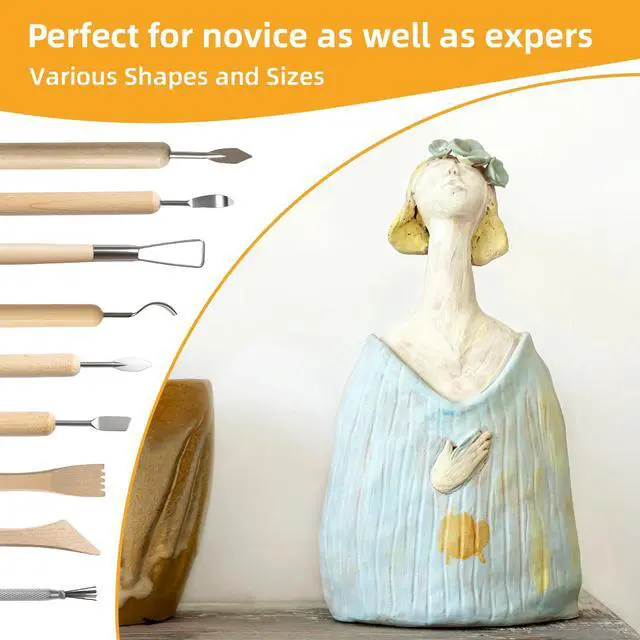 Alt view image 3 of 7 - 38 Pcs Pottery Tools & Air Dry Clay Tools Kit Modeling Tools Set for Carving, Shaping, Molding & Crafting Ideal for Polymer Clay, Ceramic, Air Dry Clay for Beginners, Hobbyists, Artists