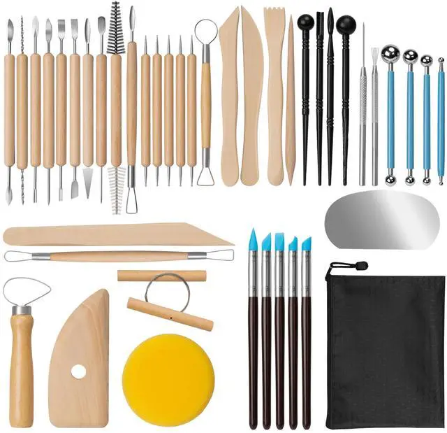 Main image of 43 Pcs Polymer Clay Sculpting Tools Kit for Adults, Light Yellow
