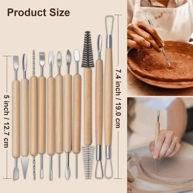 Alt view image 2 of 7 - 43 Pcs Polymer Clay Sculpting Tools Kit for Adults, Light Yellow