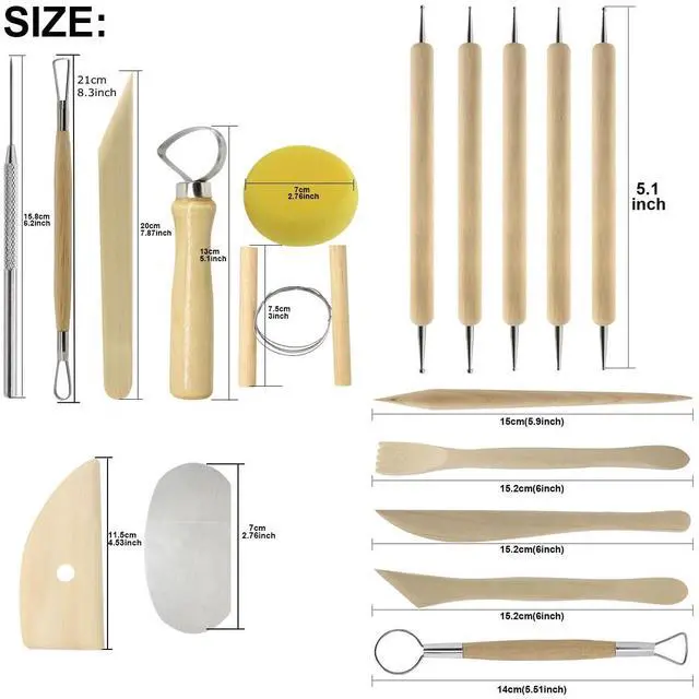 Alt view image 2 of 7 - Pottery Sculpting Tools 32PCS Ceramic Clay Carving Tools Set for Crafts Polymer Clay Club,Dotting,Modeling,Shaping Trimming,Hobbyists,Artists
