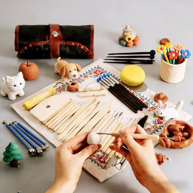 Alt view image 6 of 6 - 43 Pcs Clay Tools Kit Pottery Tools Polymer Clay Sculpting Tools Kit for Carving Air Dry Clay Tools Set for Adults Clay Sculpting Tools Ceramic Tools Graving Tools use for DIY Handicraft