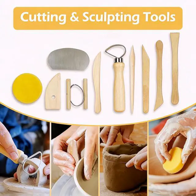 Alt view image 4 of 6 - 43 Pcs Clay Tools Kit Pottery Tools Polymer Clay Sculpting Tools Kit for Carving Air Dry Clay Tools Set for Adults Clay Sculpting Tools Ceramic Tools Graving Tools use for DIY Handicraft