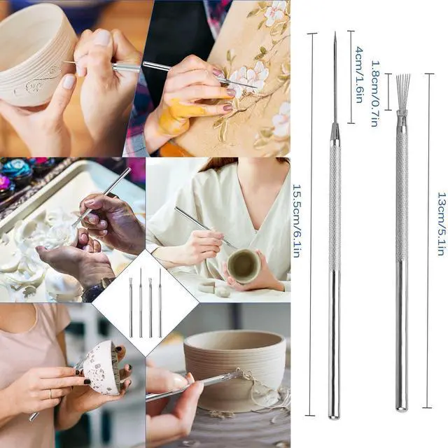 Alt view image 5 of 7 - Clay Sculpting Tools,20Pcs Pottery Tools Kit, Polymer Clay Tools,Pottery Ribs, Air Dry Clay Tools for Sculpting, Modeling, Carving, Modeling