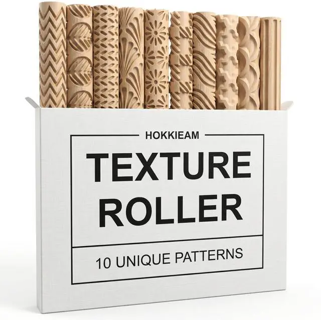 Main image of Clay Texture Rollers, 10 PCS Plastic Polymer Clay and Pottery Tool