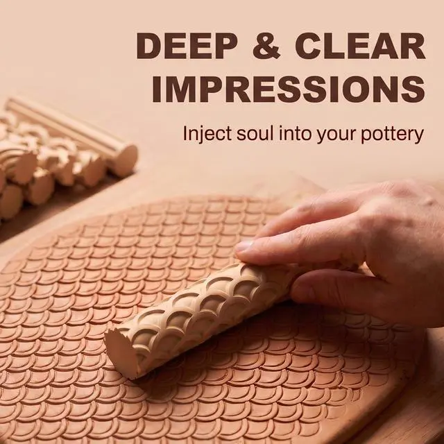 Alt view image 5 of 7 - Clay Texture Rollers, 10 PCS Plastic Polymer Clay and Pottery Tool