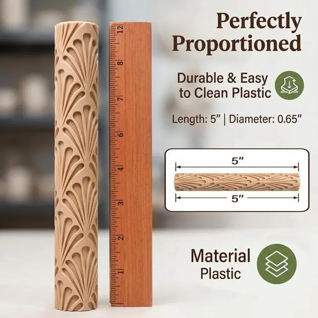 Alt view image 6 of 7 - Clay Texture Rollers, 10 PCS Plastic Polymer Clay and Pottery Tool