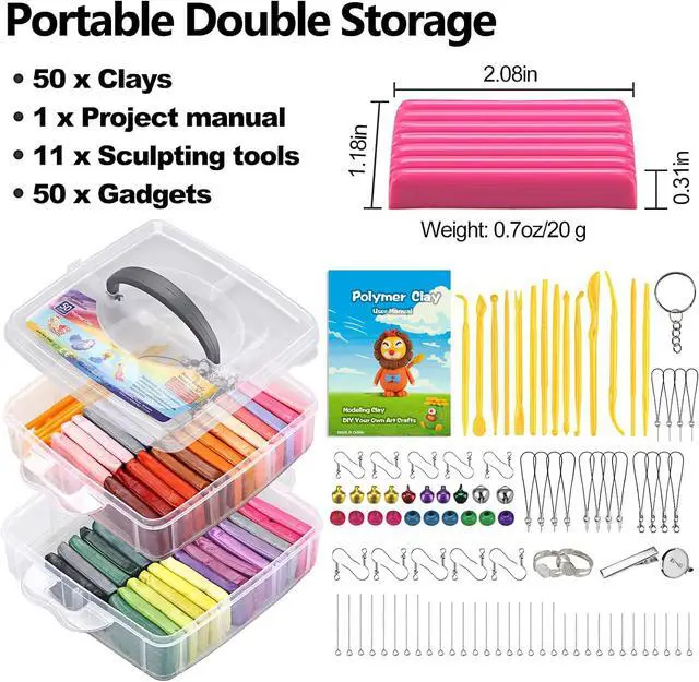 Alt view image 2 of 7 - 50-Color Polymer Clay Oven Bake Modeling Kit