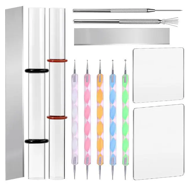 Main image of Polymer Clay Tools, Acrylic Clay Roller Pin, Polymer Clay Cutters Tools, Clear Rectangle Sheet Press Board Wire Texture Set Needle Detail Modelling Supplies