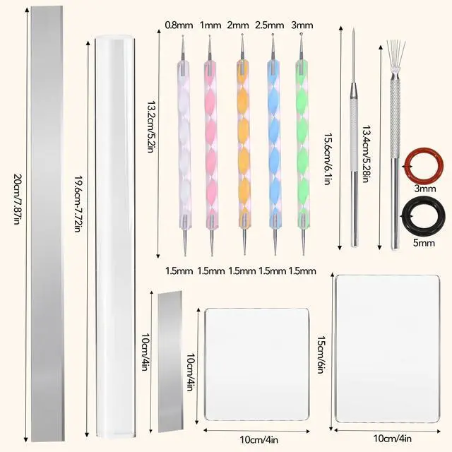 Alt view image 2 of 7 - Polymer Clay Tools, Acrylic Clay Roller Pin, Polymer Clay Cutters Tools, Clear Rectangle Sheet Press Board Wire Texture Set Needle Detail Modelling Supplies