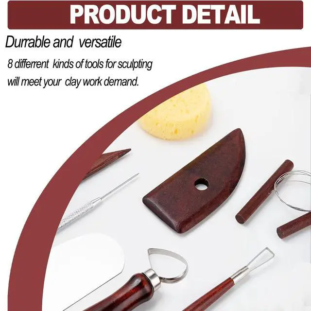 Alt view image 3 of 7 - 8-Piece Clay Sculpting Tools Set Perfect for Polymer Air Dry Modeling Clay Beginners & Professionals Ideal for DIY Pottery & Ceramics Tools for Clay Sculpey Sculpting & Crafting