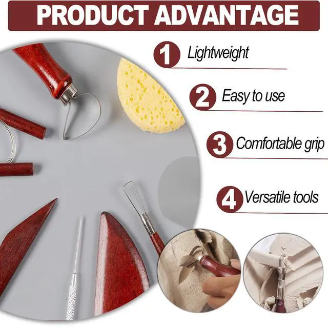 Alt view image 5 of 7 - 8-Piece Clay Sculpting Tools Set Perfect for Polymer Air Dry Modeling Clay Beginners & Professionals Ideal for DIY Pottery & Ceramics Tools for Clay Sculpey Sculpting & Crafting