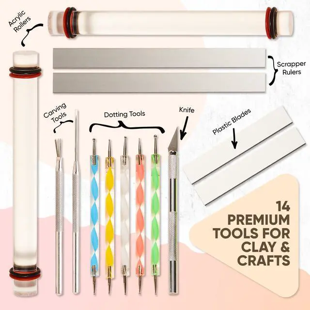 Alt view image 2 of 7 - 14 Pcs Clay Tools & Pottery Tools Kit, Polymer Clay Earring Making Kit