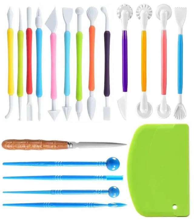 Main image of Air Dry Clay Sculpting Tools, Modeling Shaping Embossing for Kids and Adults,Polymer Clay Tools,Pottery Tools Kit 19Pcs