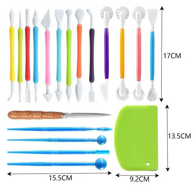 Alt view image 2 of 7 - Air Dry Clay Sculpting Tools, Modeling Shaping Embossing for Kids and Adults,Polymer Clay Tools,Pottery Tools Kit 19Pcs