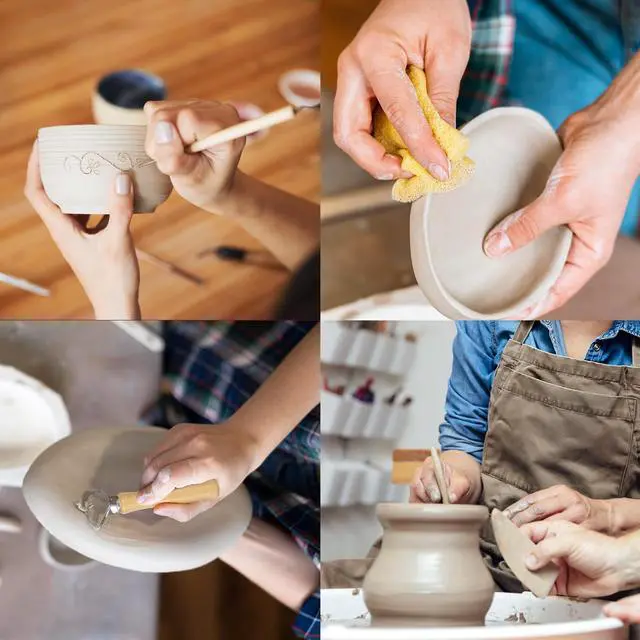 Alt view image 5 of 7 - 18PCS Clay Sculpting Tools, Basic Clay Pottery Carving Tool Kit with Wooden Handles and Tool Bag