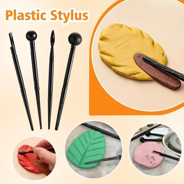 Alt view image 6 of 7 - 17PCS Silicone Clay Sculpting Tools, Dual-Ended Dotting Tools Set with 1.7 FL OZ Air Dry Clay Glaze for Pottery, Ceramic Modeling, Rock Painting, Art Blending - Ideal for Adults & Kids DIY Crafts