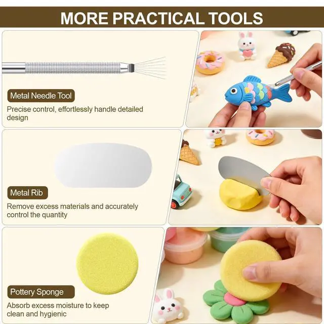Alt view image 7 of 7 - 27PCS Air Dry Clay Tools Kit, Basic Polymer Clay Sculpting Tools