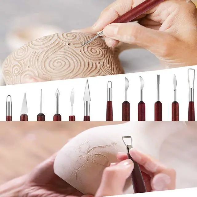Alt view image 2 of 6 - Clay Sculpting Tools,Pottery Tools Kit, Polymer Clay Tools,Pottery Ribs, Air Dry Clay Tools for Sculpting, Modeling, Carving, Modeling