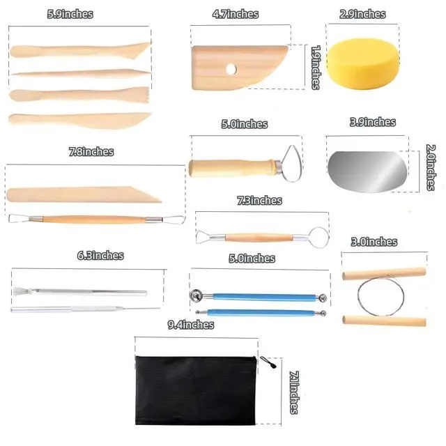 Alt view image 2 of 3 - 17 Pcs Pottery & Clay Sculpting Tools