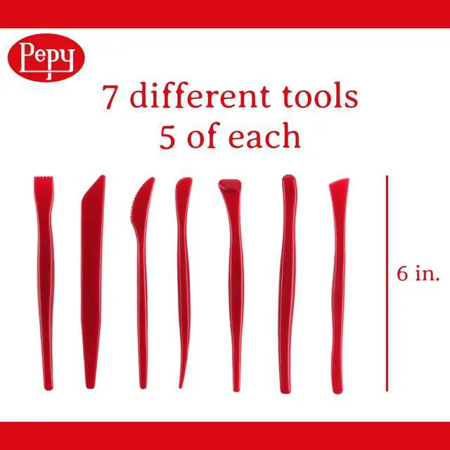 Alt view image 3 of 5 - 35 PC Clay Sculpting Tools Set; 5 Each of 7 Different Shapes; Ideal for Polymer Clay, Air Dry Clay, Plastilina Modeling Clay, and Pottery Clay; Classroom Pack