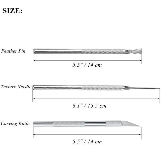Alt view image 2 of 7 - 3 in 1 Clay Needle Tools Sculpting Ceramics Pottery Carving Tools for Model Clay Supplies, Ceramic & Pottery Tools Includes Sculpture Feather Pin Carving Knife Needle Texture Tools,