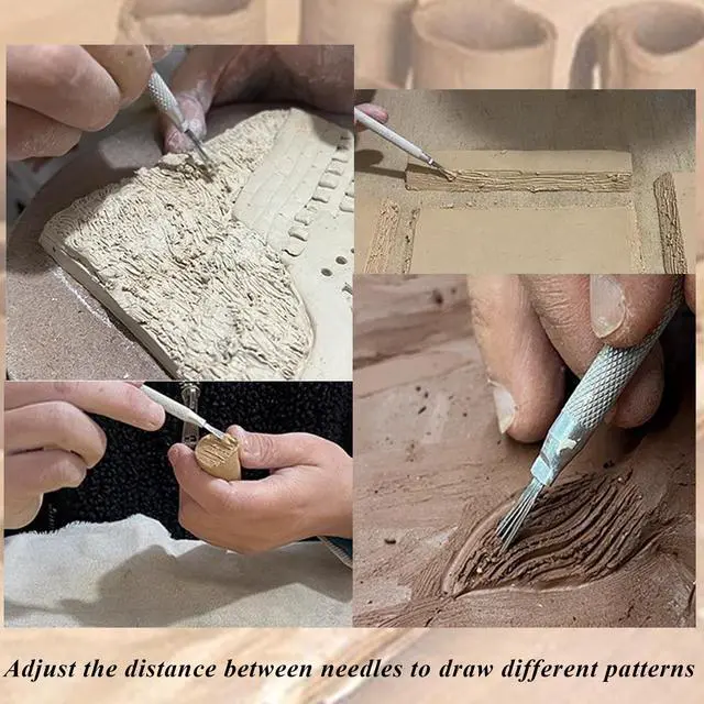 Alt view image 6 of 7 - 3 in 1 Clay Needle Tools Sculpting Ceramics Pottery Carving Tools for Model Clay Supplies, Ceramic & Pottery Tools Includes Sculpture Feather Pin Carving Knife Needle Texture Tools,